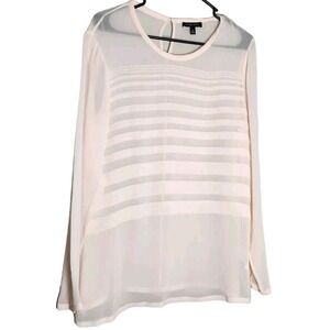 ETCETERA‎ Blouse Size 8 Pink Silk Sheer Striped Long Sleeve Career Wear